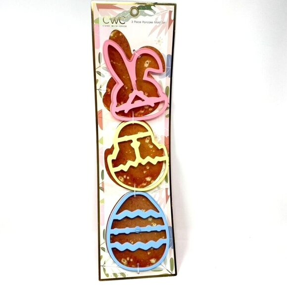 Cook With Color 3 Piece Silicone Pancake Mold Set Easter Bunny Chick Egg - Picture 2 of 10